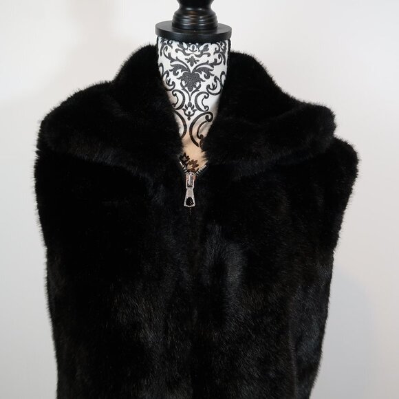 Zara Woman Studio Black Faux Fur Vest xs/s - Picture 2 of 4
